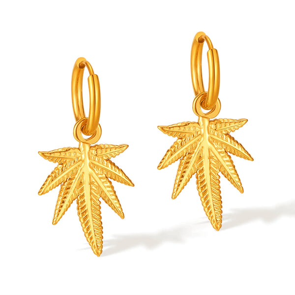 Cannabis Earrings gold