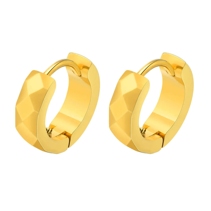 Faceted  gold  Huggie Earrings