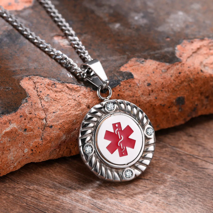 Medical Alert round Necklace