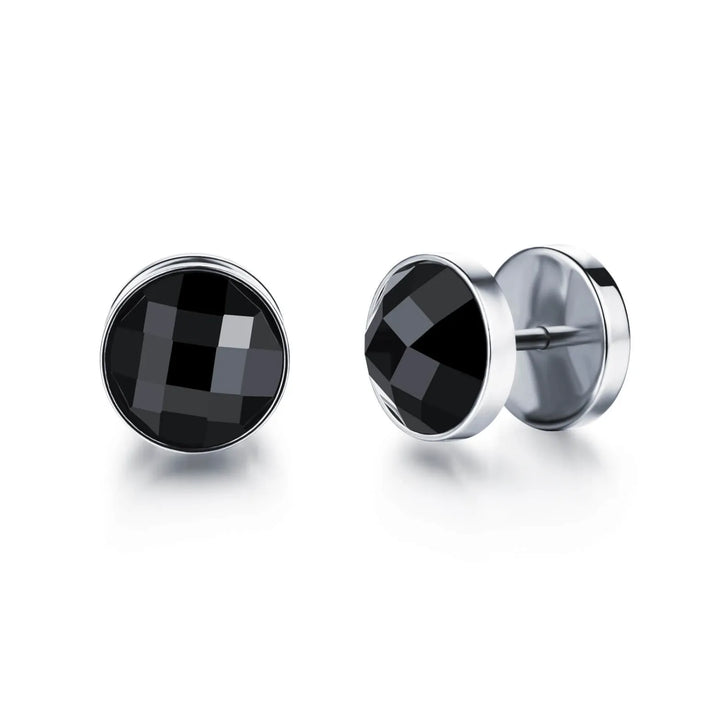 Mens Dumbbell Stud Earrings