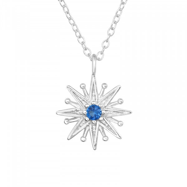 Silver Northern Star Blue Topaz Necklace