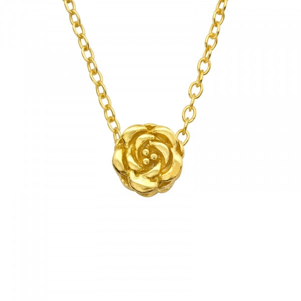 Silver Gold Rose Necklace