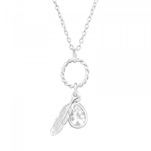 Silver Feather  Necklace