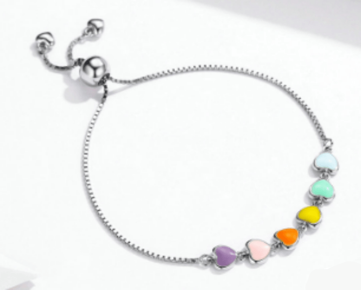 Enamel Silver Heart Bracelet