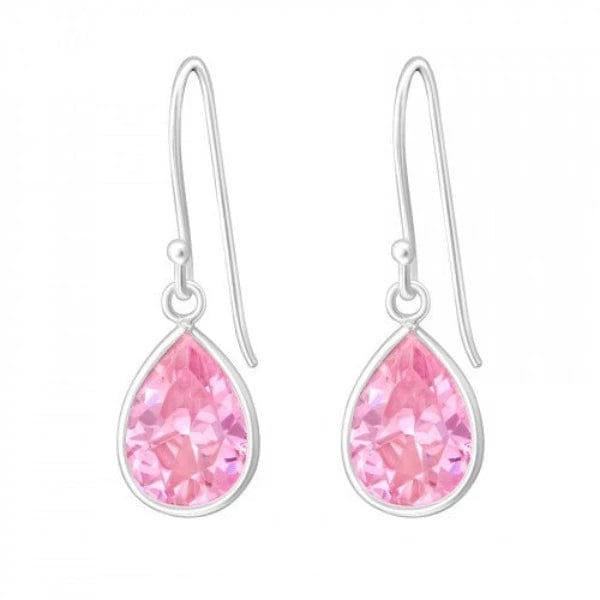 Silver Pear CZ Earrings