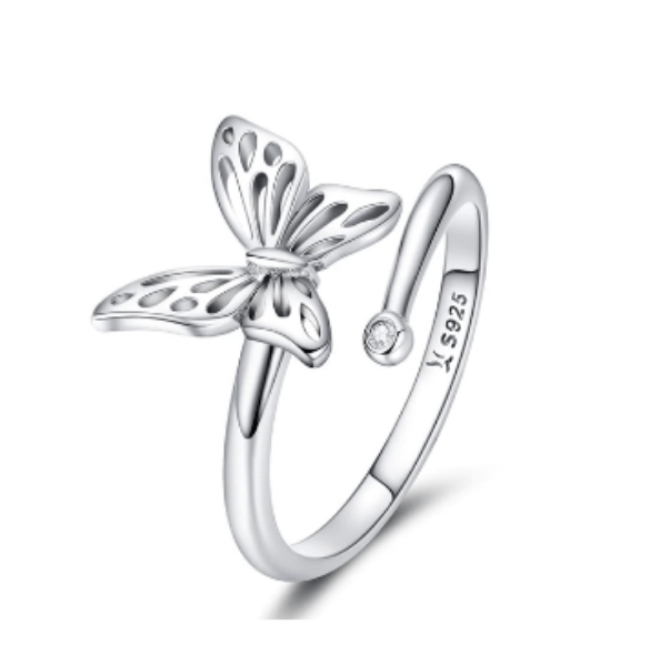 Silver Vintage Butterfly Ring