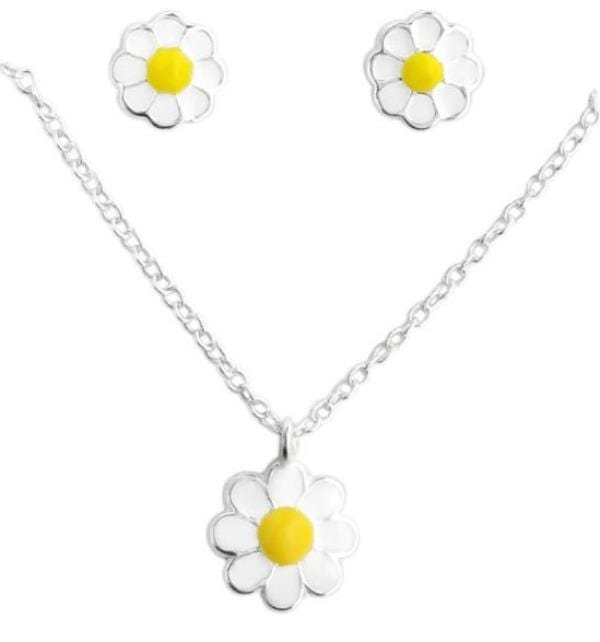 Kids  Silver Flower jewelry Set