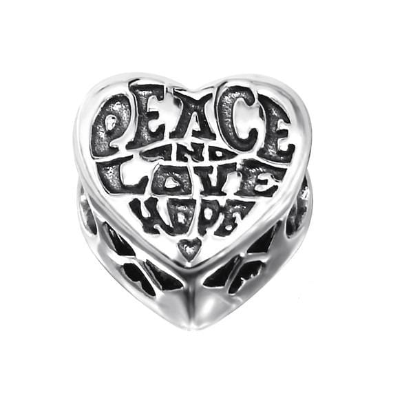 Silver Heart Love Crystal Charm Bead