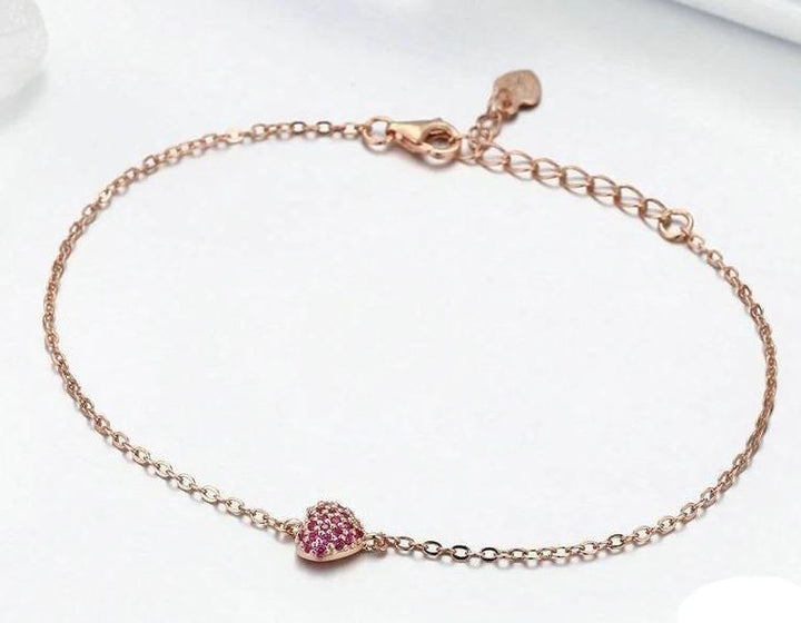 Rose Gold Crystal Heart Bracelet