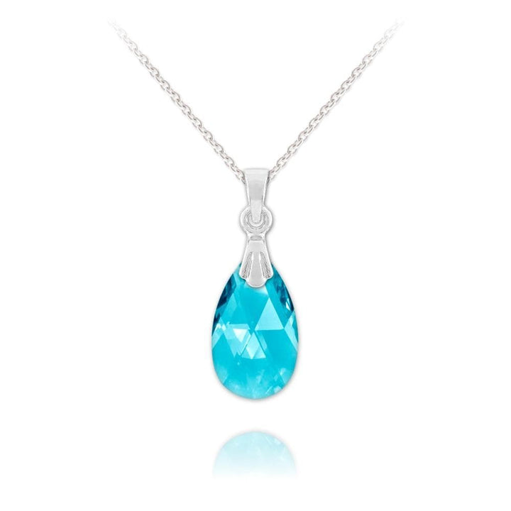  Silver Aquamarine Pear Necklace 