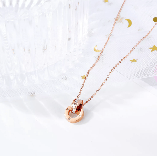 Rose Gold Steel Women Necklace 