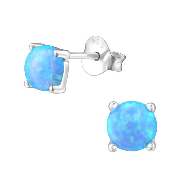 Silver Azure Round Stud Earrings