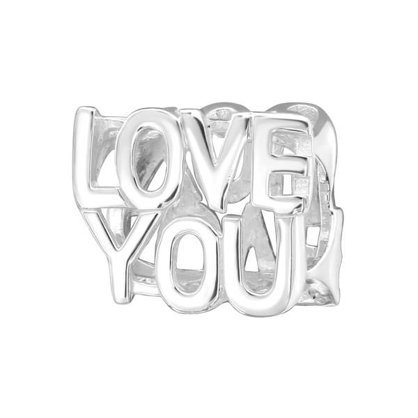 Silver Love You Charm Bead