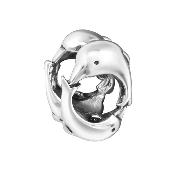 Silver Dolphin Charm Bead