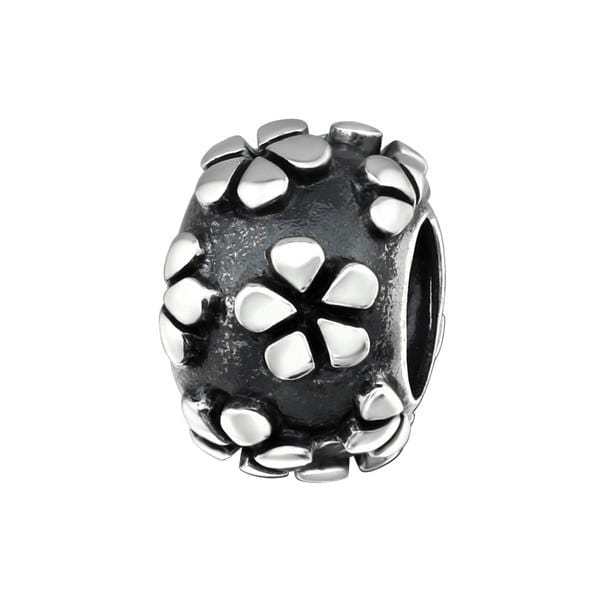 Silver Flower Charm Bead