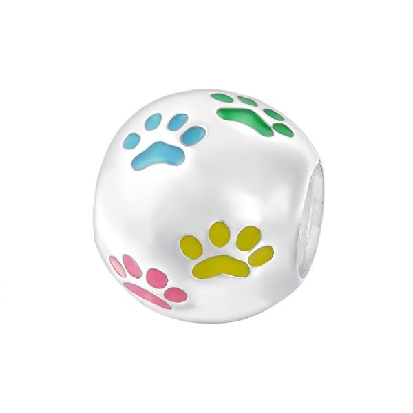 Silver Paw Print Charm Bead