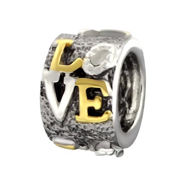 Silver Love Round Charm Bead