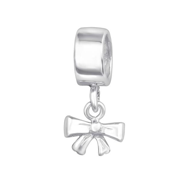 Silver Ribbon Charm Bead