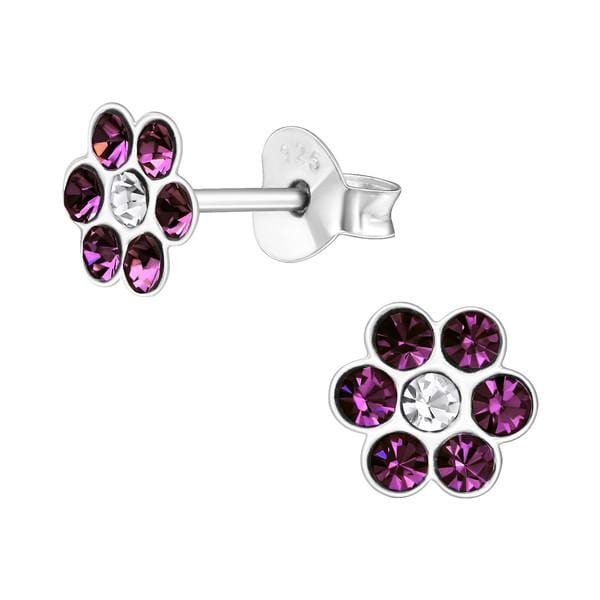 Kids Silver Flower Stud Earrings