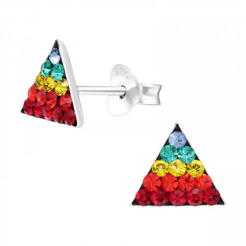 Kids Silver Triangle Stud Earrings