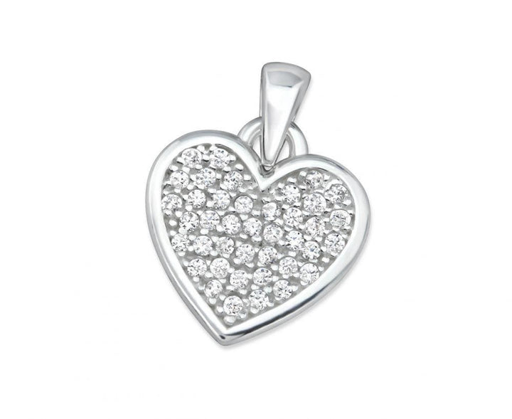 Silver Heart Pendant with Cubic Zirconias