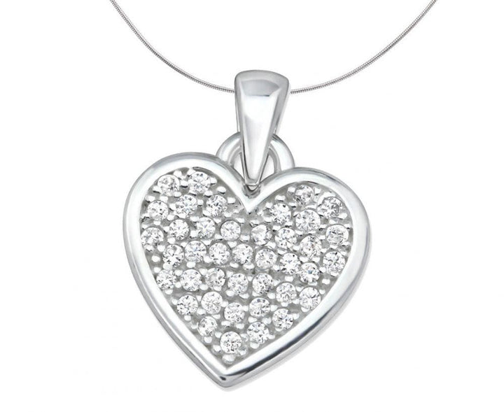 Silver Heart Pendant with Cubic Zirconias