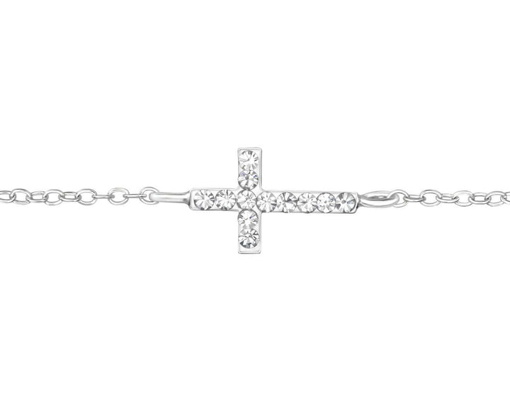 Sterling Silver Cross Crystal Bracelet