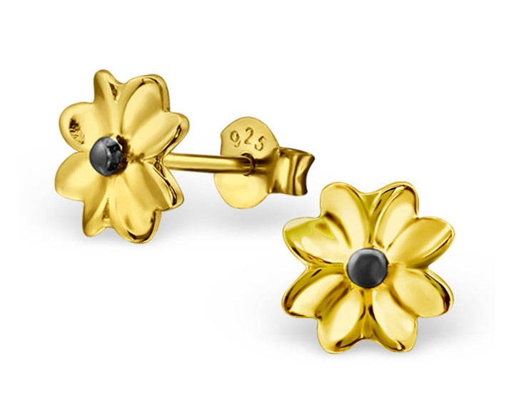 Gold Plated Sterling Silver Flower Stud Earrings