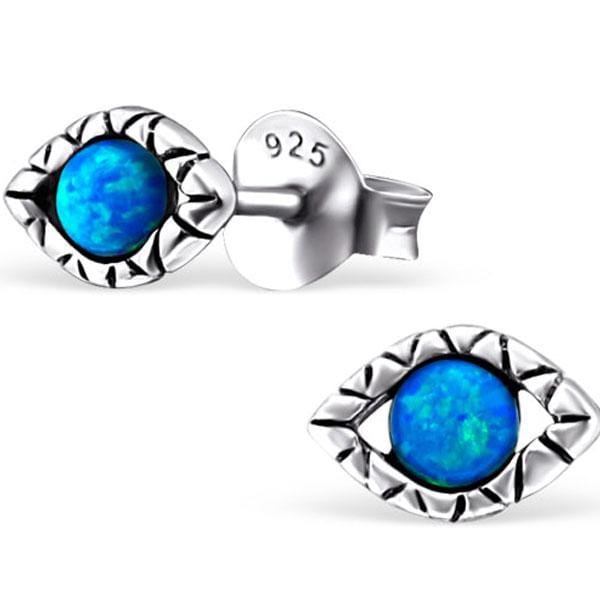 Sterling Silver Evil Eye Opal Earrings