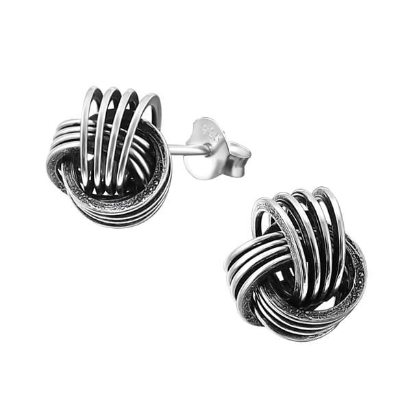 Silver Knot Stud Earrings