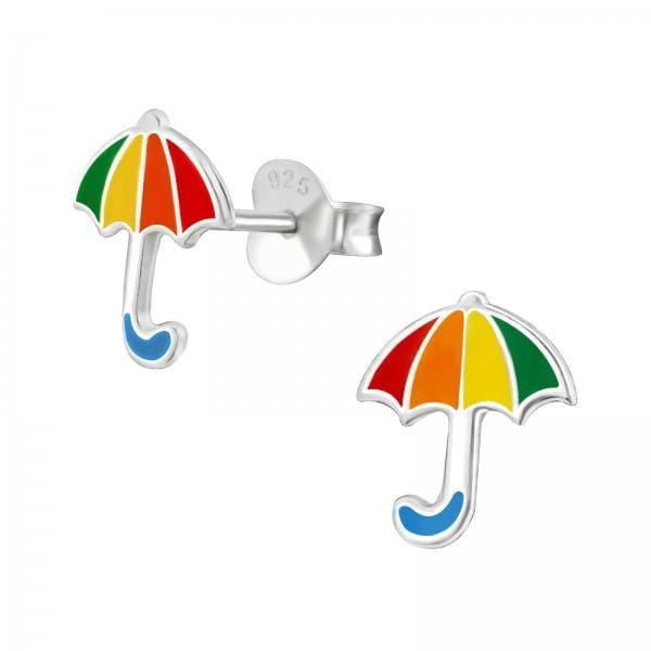 Kids Silver Umbrella Stud Earrings