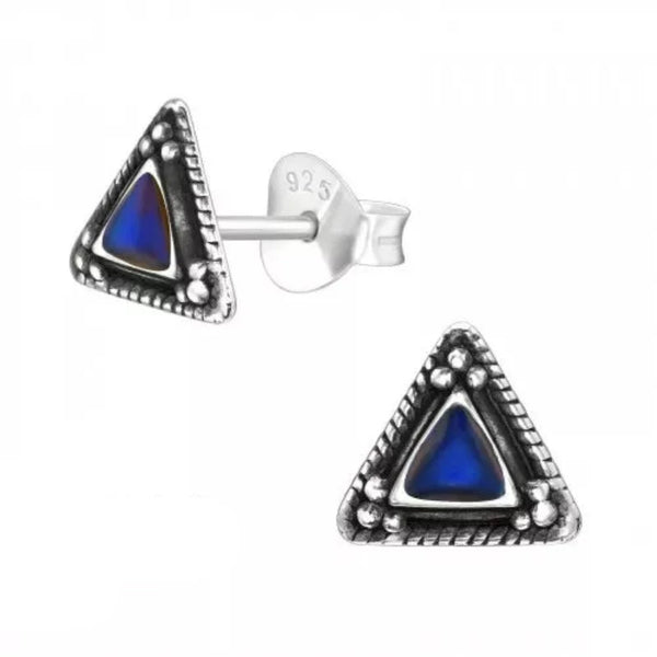 Silver Triangle Mood Stud Earrings