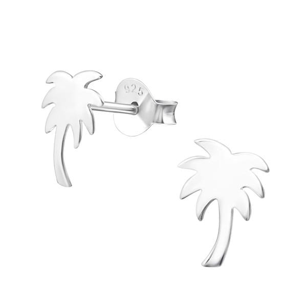 Silver Palm Tree Stud Earrings