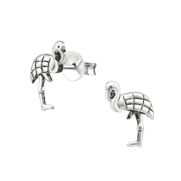 Kids Silver Flamingo Stud Earrings