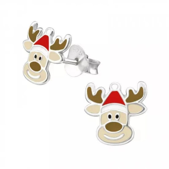 Kids Silver Reindeer Stud Earrings