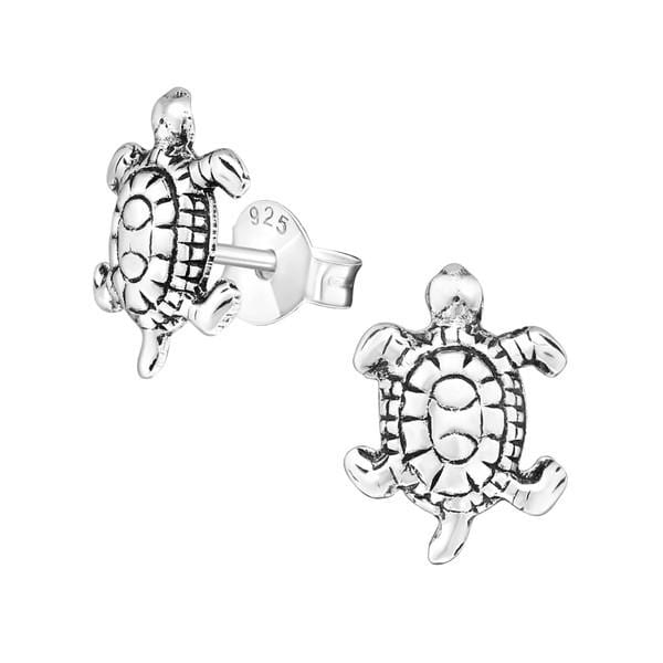 Kids Silver Turtle Stud Earrings