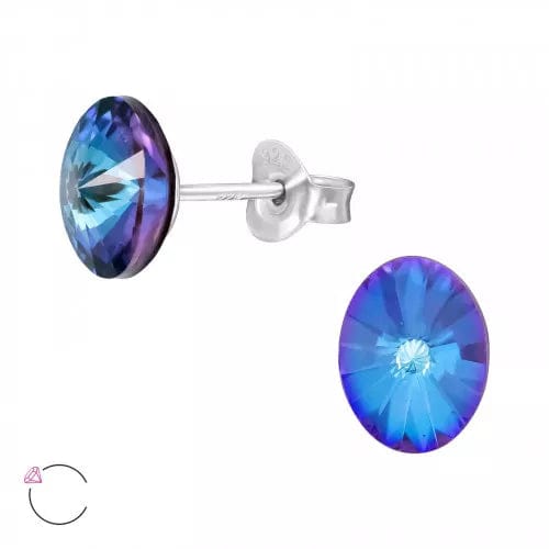 Silver Geometric Blue stone Stud Earrings for women