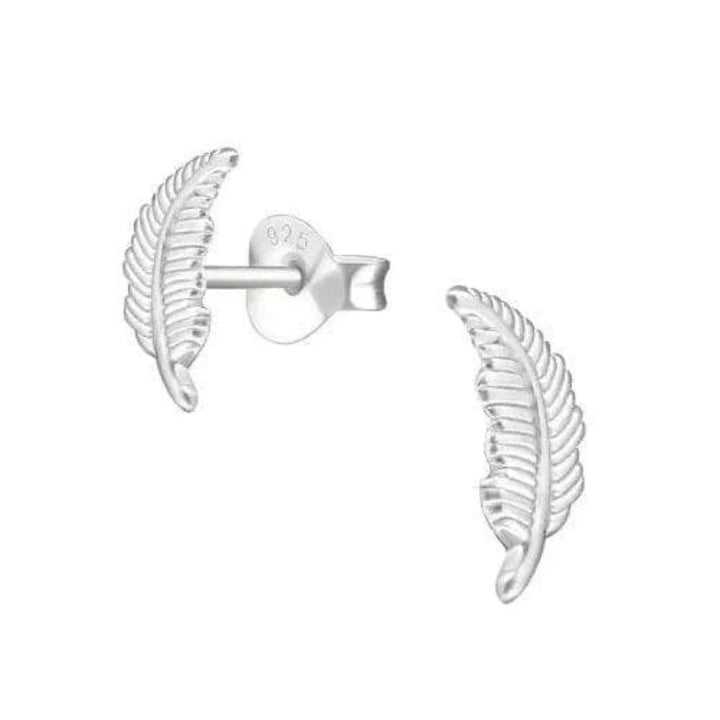 Silver Feather Stud Earrings