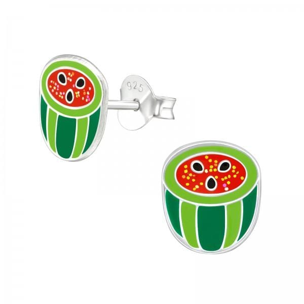 Kids Silver Watermelon Stud Earrings