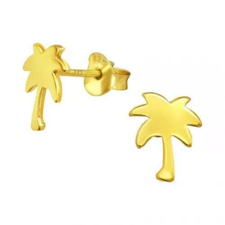 Gold Palm Tree Stud Earrings