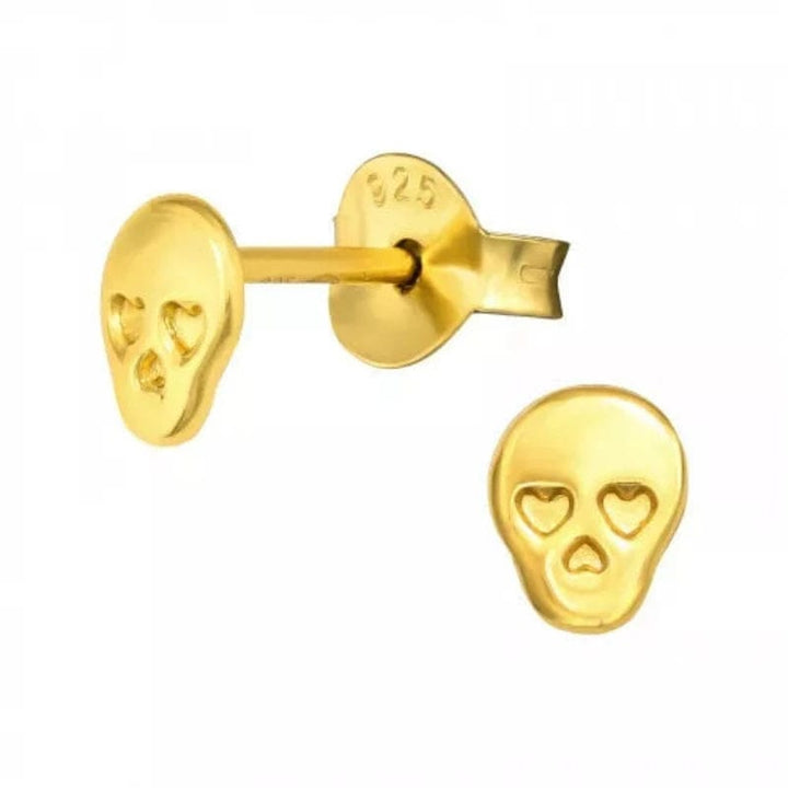 Gold Skull Stud Earrings