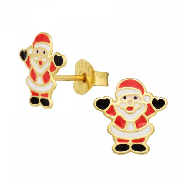 Kids Gold Silver Santa Claus Ear Studs