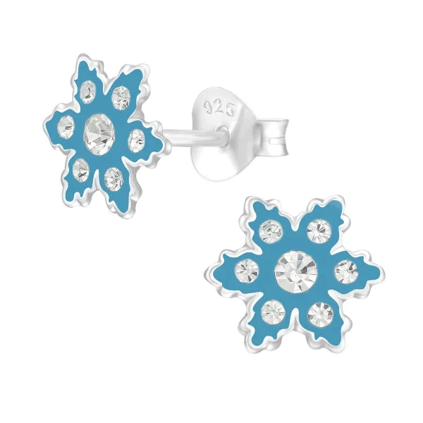 Kids Silver Snowflake Ear Studs