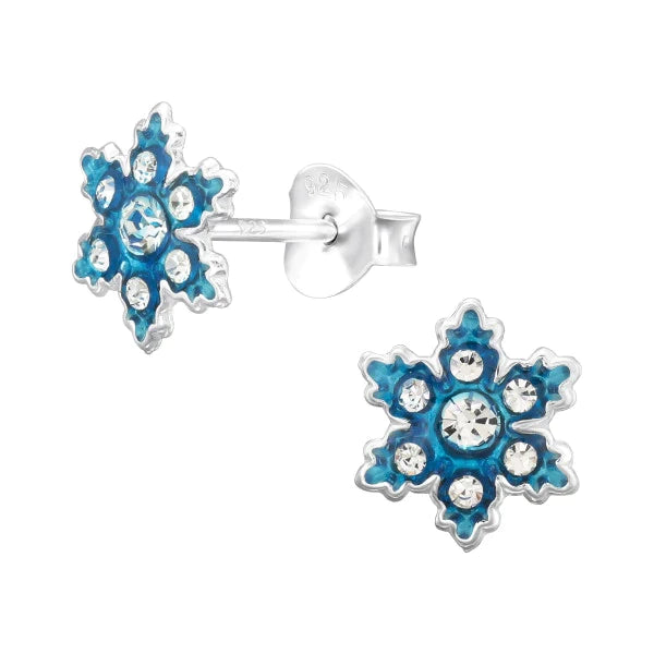 Kids Silver Snowflake Christmas Earrings