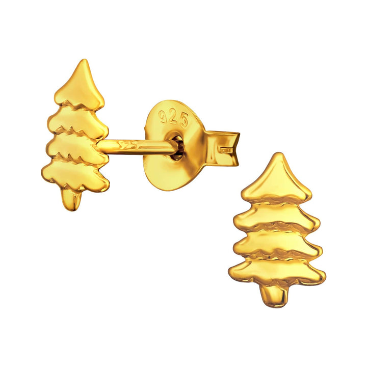 kids Gold Christmas Tree Stud Earrings