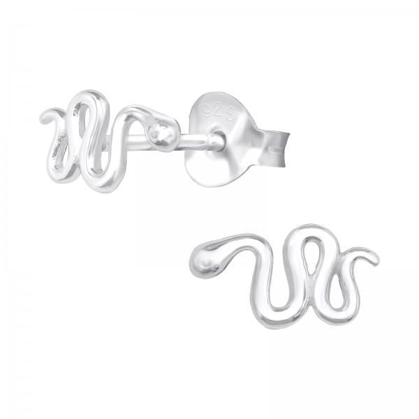 Silver Snake Stud Earrings