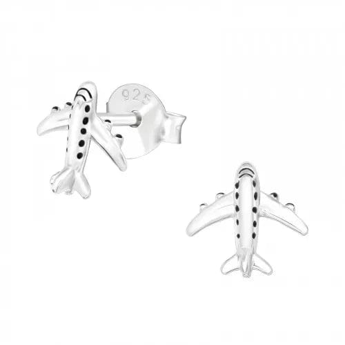 Silver Airplne Stud Earrings