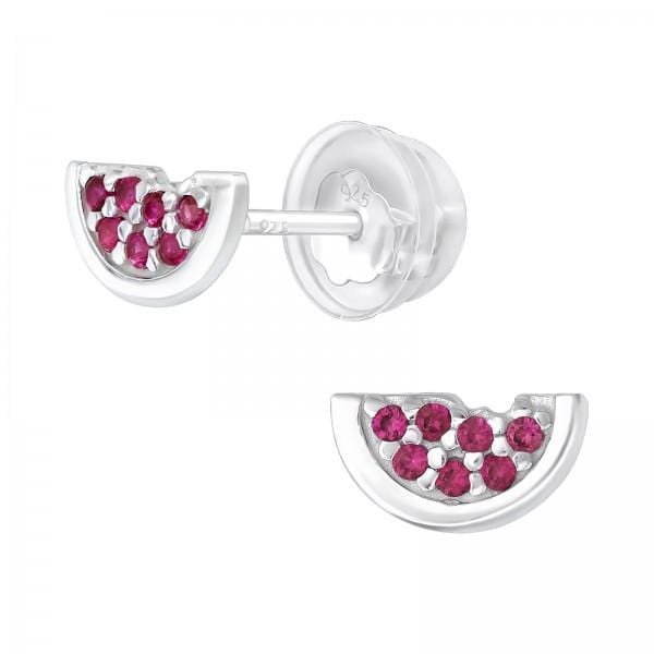 Kids Silver Watermelon Stud Earrings