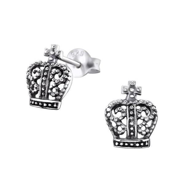 Silver Crown Stud Earrings