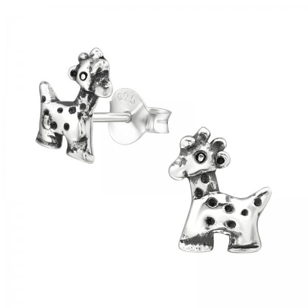 Silver Giraffe Stud Earrings